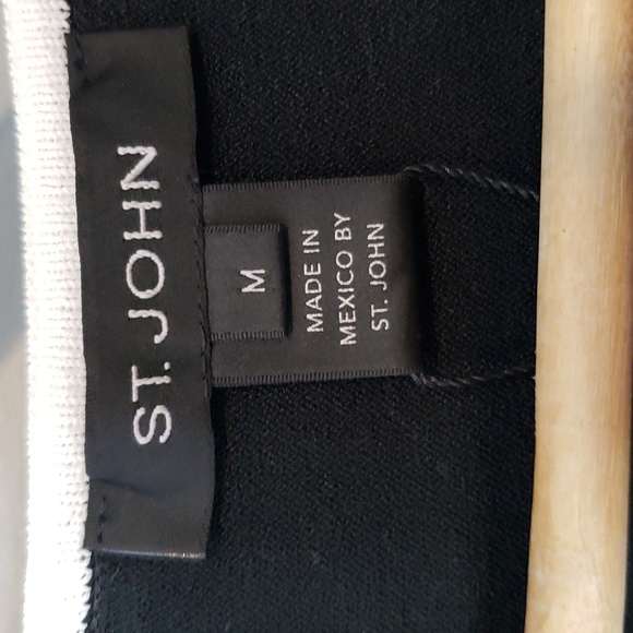 St. John Black Ivory Peplum Sweater New M Preppy Classic Retroglam Luxury - Picture 7 of 8